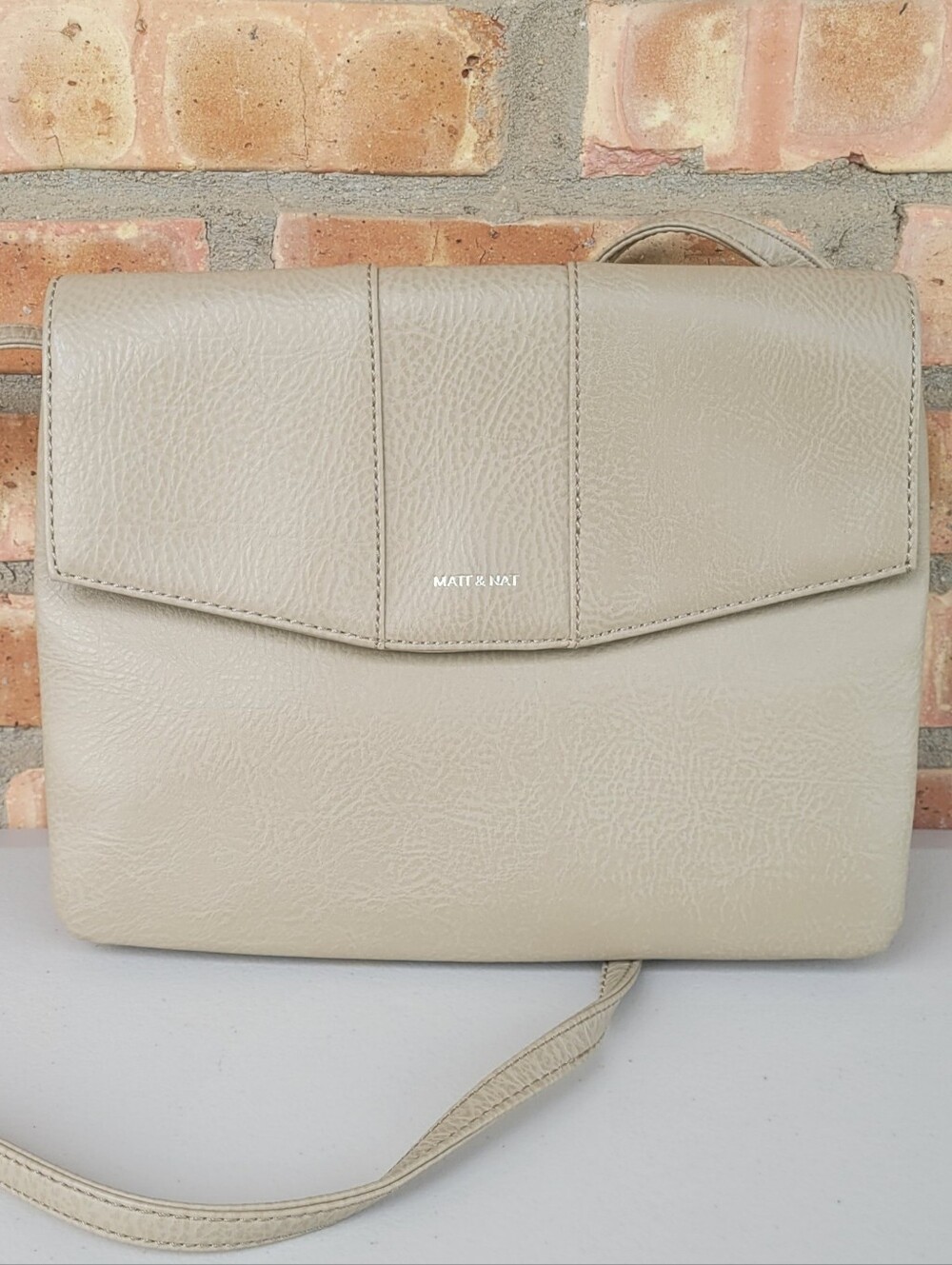 Matt & Nat Eeha Taupe Tan Cream Slim Crossbody Shoulder Bag